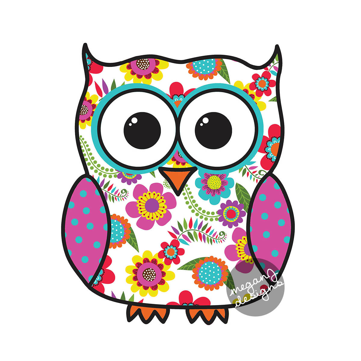 1200x1200 Colorful Floral Owl Car Decal Sticker Cute Owl Bumper Sticker