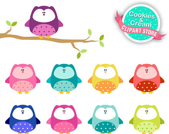 340x270 Happy Owls Clip Art. Digital Owls Clipart. Cute Owls Clipart.