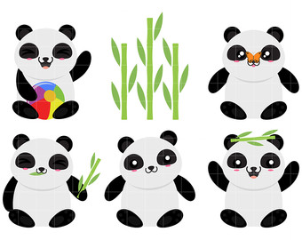 340x270 Cute Panda Clipart Etsy