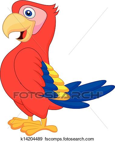 380x470 Clip Art Of Cute Parrot Bird Cartoon K14204489
