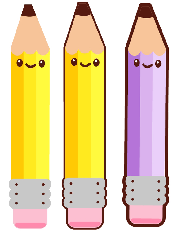 600x748 Kawaii Pencil Clipart