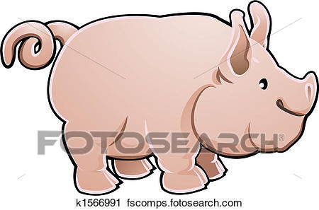 450x297 Clipart Of Cute Pig Farm Animal Vector Illustration K1566991