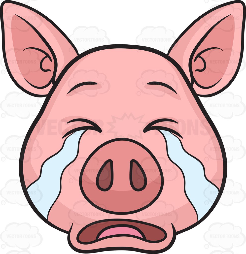 991x1024 A Pig Weeping In Tears Cartoon Clipart
