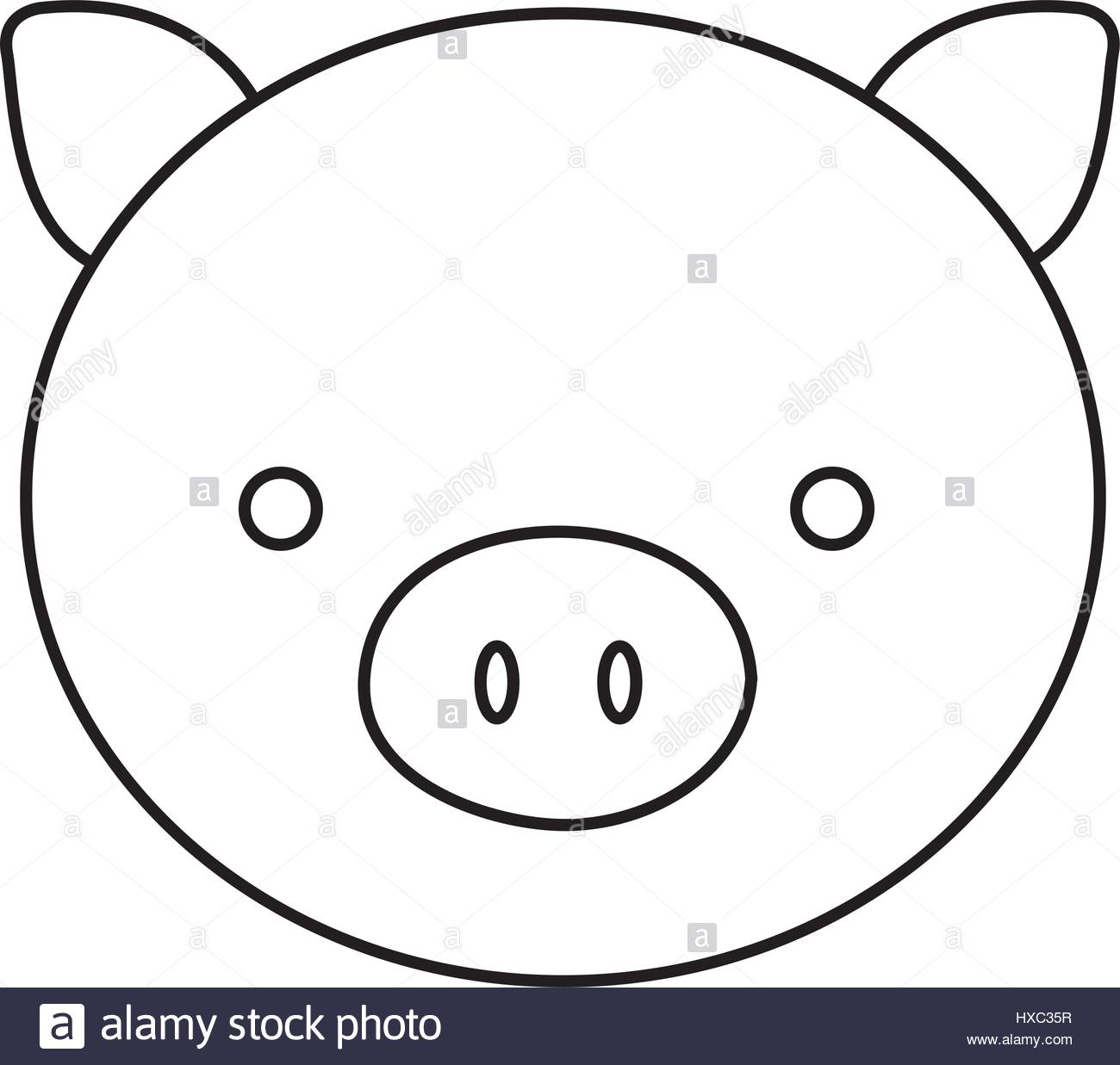 1300x1237 Silhouette Face Cute Pig Animal Farm Icon Stock Vector Art
