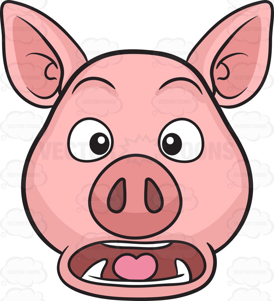 932x1024 A Stunned And Horrified Pig Cartoon Clipart