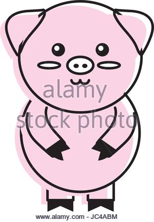 300x432 Cute Pig Wild Animal With Face Expression Stock Vector Art