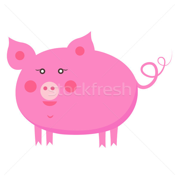 600x600 Cute Piggy Cartoon Flat Vector Sticker Or Icon Vector Illustration