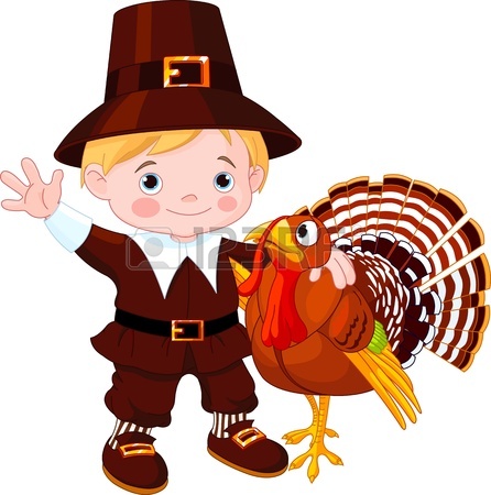 446x450 Illustration Of Cute Pilgrim Turkey Into Pumpkin Royalty Free