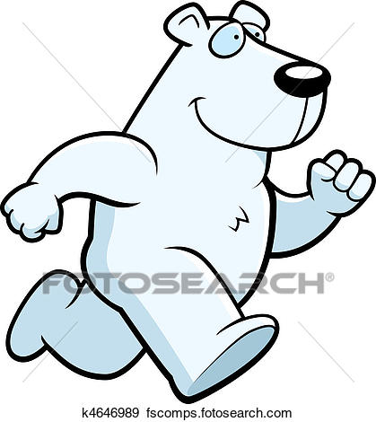 419x470 Clip Art Of Polar Bear Running K4646989