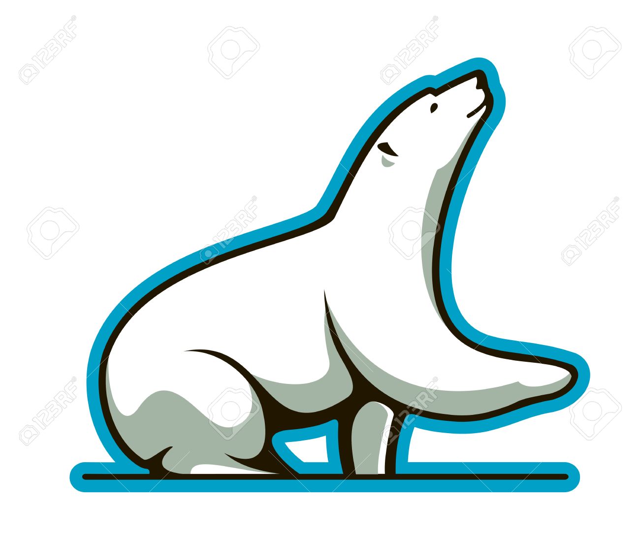 1300x1089 Cartoon Illustration Of A Cute White Polar Bear In Profile