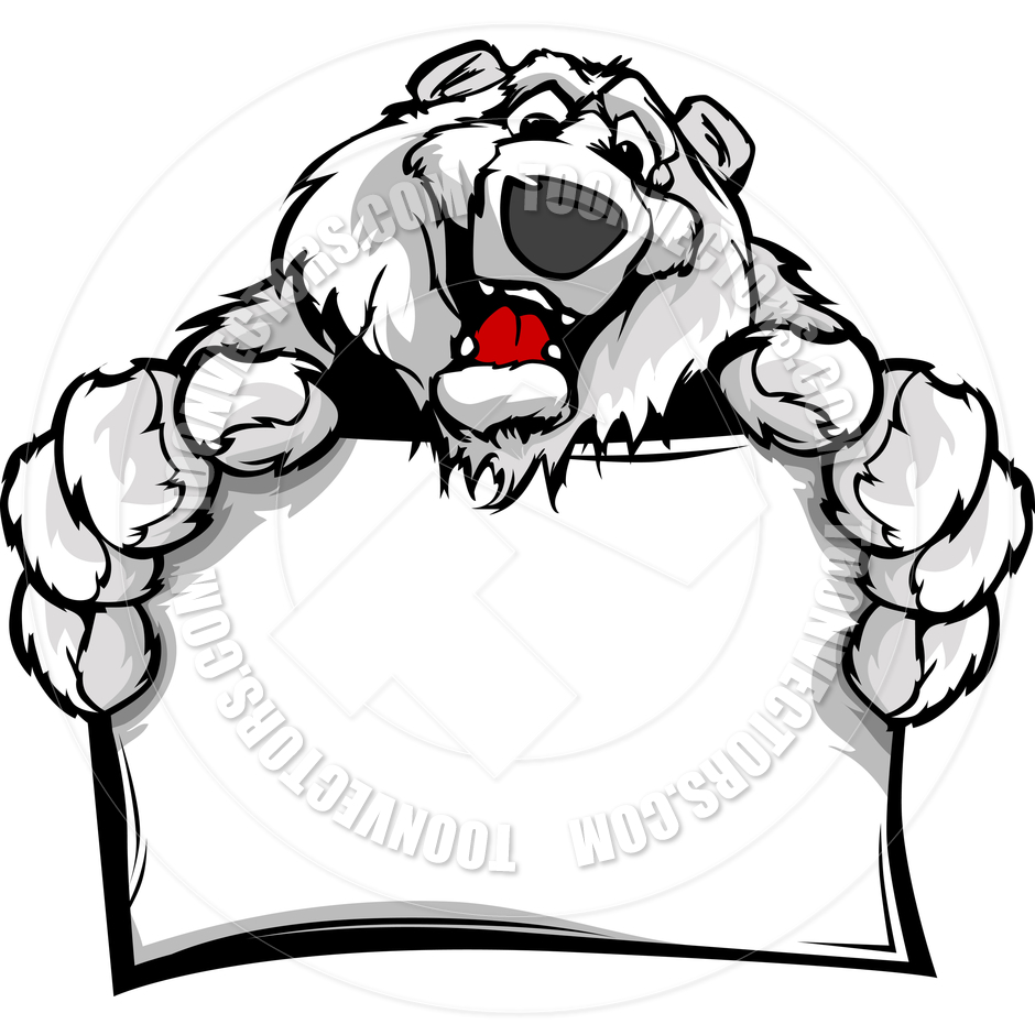 940x940 Cartoon Vector Image Of A Happy Cute Polar Bear Holding Sign By