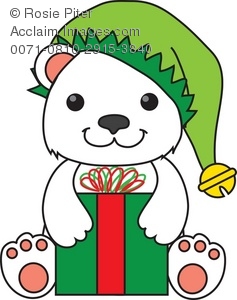 237x300 Free Clipart Illustration Of A Polar Bear In An Elf Hat