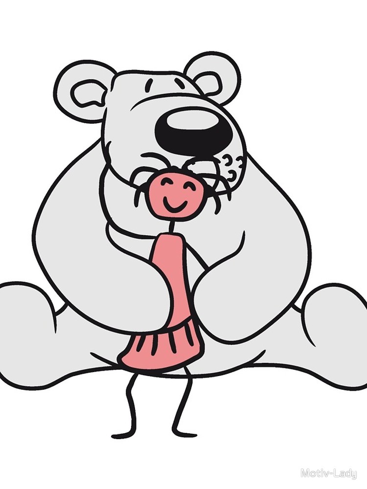 750x1000 Fondle Girls Cuddling Stuffed Animal Polar Bear Sitting Sweet Cute