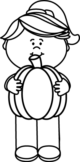 270x548 Black And White Girl Holding A Pumpkin Clip Art