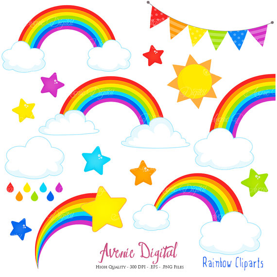 570x570 Rainbows Clipart Scrapbook Printables Vector Rainbow