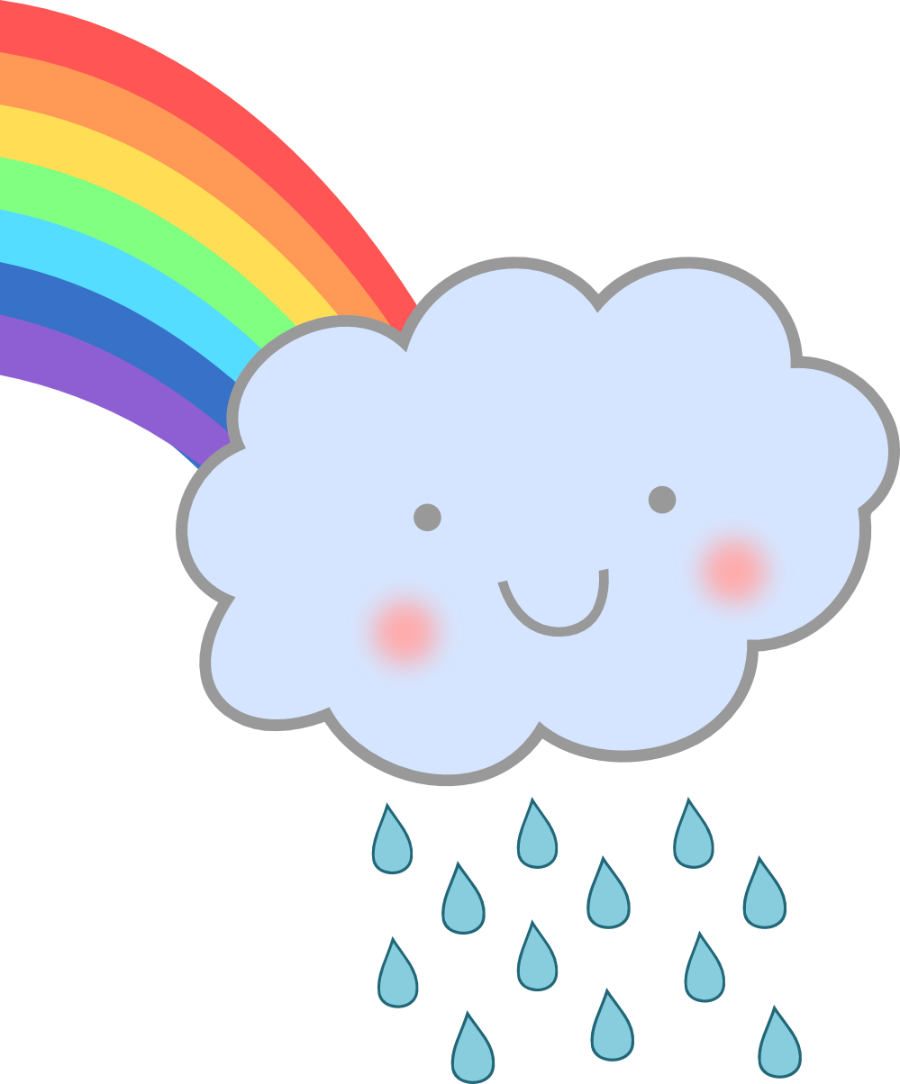 999x1204 Clip Art Cute Rain Cloud Rainbow