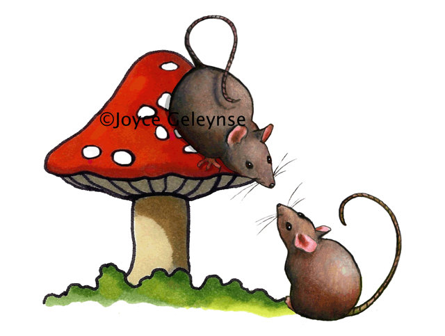 640x483 Clip Art Two Cute Mice With A Red Toadstoolfreehand Art