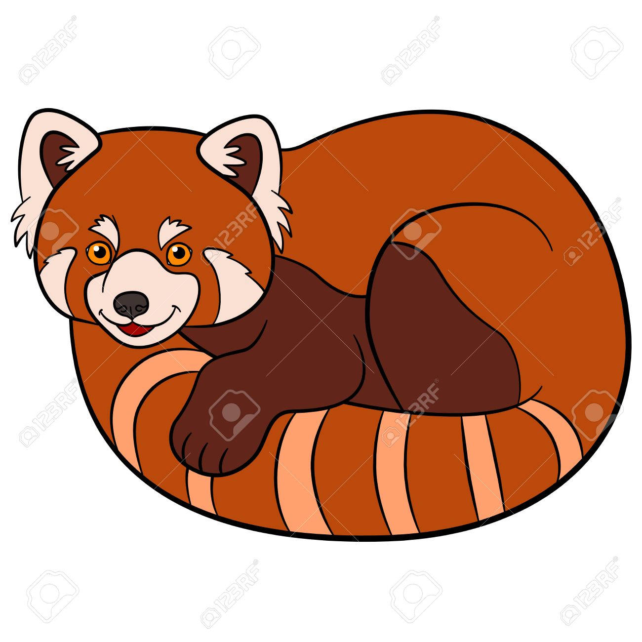 1300x1300 Cartoon Wild Animals. Little Cute Red Panda With Beautiful Tail