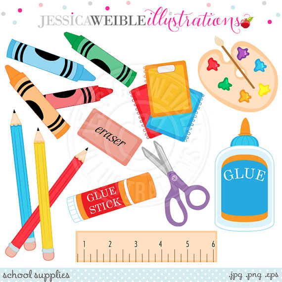 570x570 School Supplies Cute Digital Clipart
