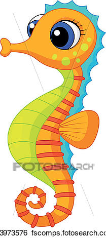 209x470 Clip Art Of Cute Seahorse Cartoon K13973576