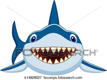 450x339 Clip Art Of Cute Shark Cartoon K14829027