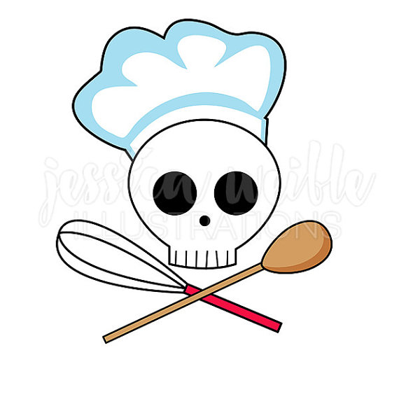 570x570 Skull Chef Clip Art Cute Digital Clipart Chef Clip Art