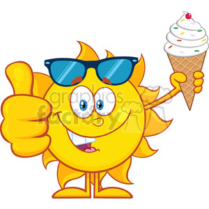 300x300 Royalty Free Cute Sun Cartoon Mascot Character With Sunglasses