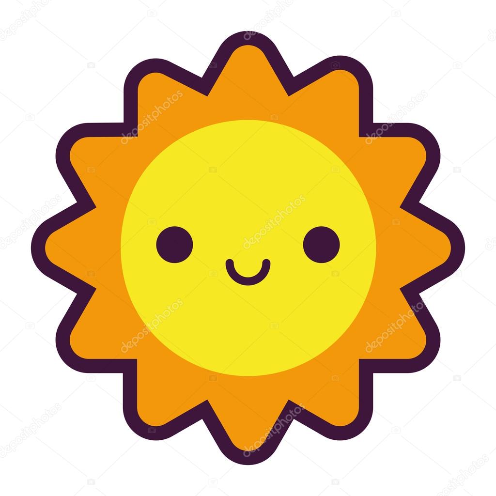 1024x1024 Cartoon Cute Sun Smiling Isolated On White Background Stock