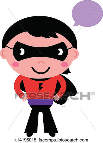 338x470 Clip Art Of Cute Superhero Boy With Speech Bubble Isolated