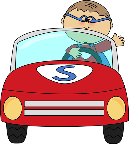 447x500 Boy Superhero Driving A Car Clip Art