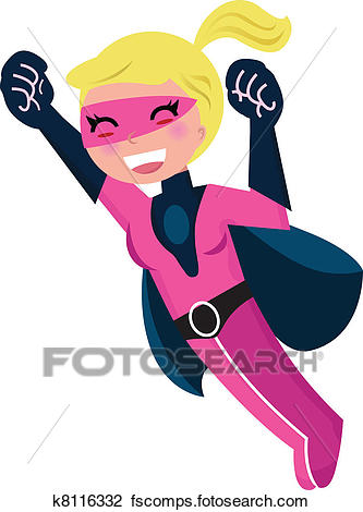 333x470 Clipart Of Flying Pink Cute Superhero Girl Isolated On White