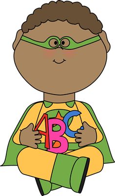 236x400 Superhero Reading Clipart