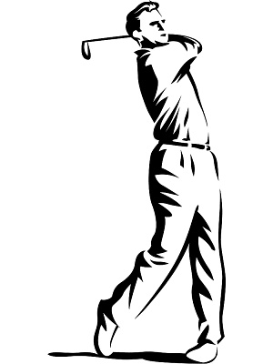 300x400 Golfer Swing Clip Art Image