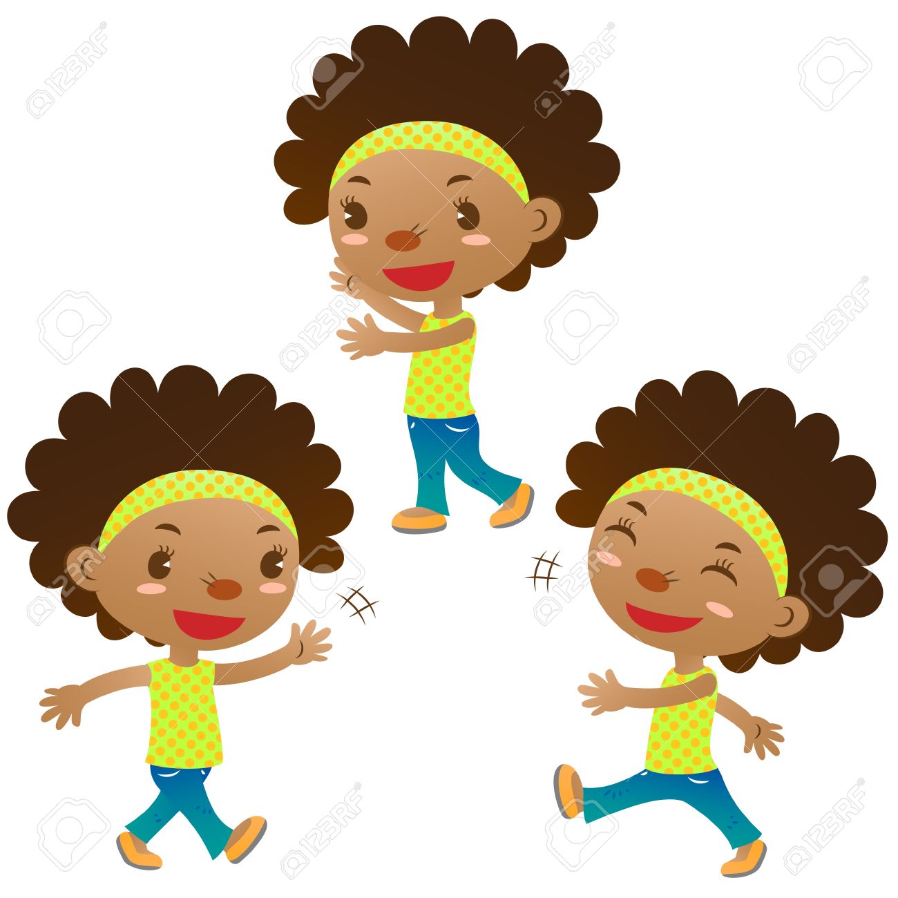 1300x1300 Cute Black Girl Showing,walking And Swing Hand Royalty Free