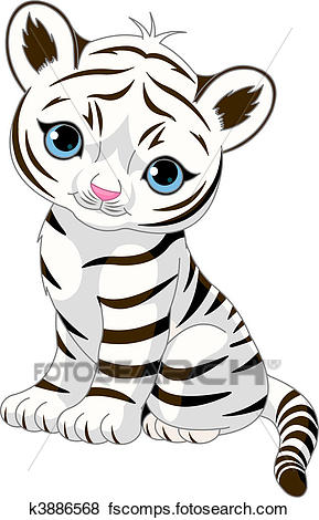 289x470 Clip Art Of Cute White Tiger Cub K3886568
