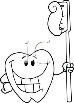 253x350 Picture Of A Smiling Cartoon Tooth Holding A Toothbrush