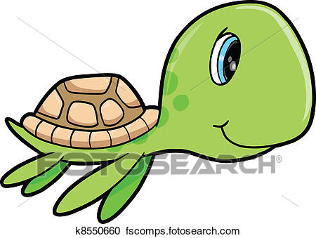 450x339 Clipart Of Cute Happy Summer Sea Turtle Animal K8550660
