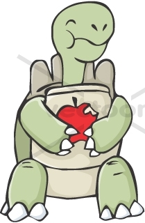 209x320 Cute Tortoise Cartoon Eating Apple