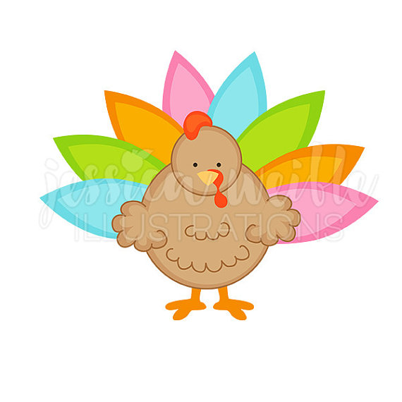 570x570 Neon Thanksgiving Turkey Cute Digital Clipart, Cute Turkey Clip