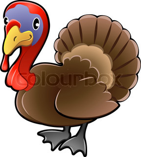288x320 Cute Cartoon Thanksgiving Turkey. Vector Illustration With Simple