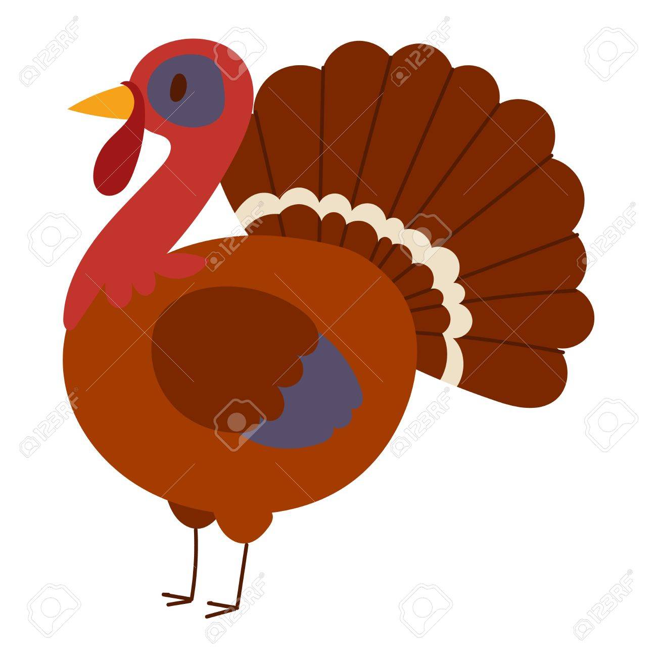 1300x1300 Cute Cartoon Turkey Vector Illustration. Cartoon Turkey Isolated