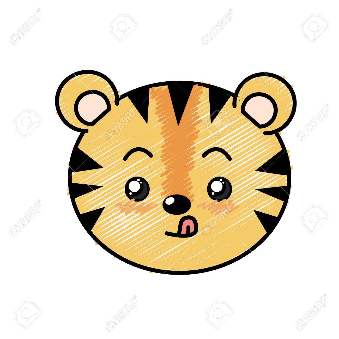 1300x1300 Cute Wild Animal Face With Expression Vector Illustration Royalty