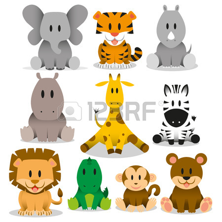 450x450 A Set Of Cute Vector Cartoon Wild Animals Royalty Free Cliparts