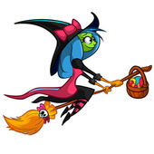170x170 Cute Young Witch For Halloween Cards. Vector Clip Art Illustrati