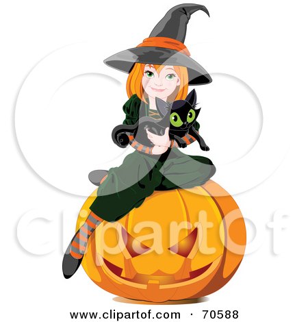 450x470 Cute Witch And Pumpkin Clipart