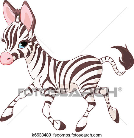 450x465 Clip Art Of Cute Running Baby Zebra K6633489