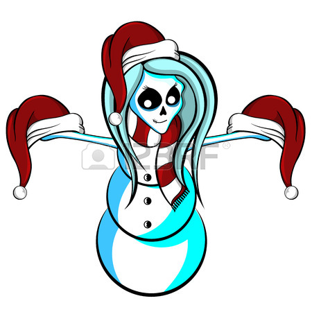 450x450 Illustration Of A Cute Green Zombie Alien Snowman Wearing A Red