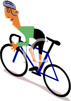 246x350 Clip Art Illustration Of A Man Riding A Blue Bicycle