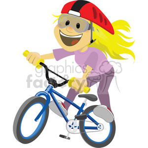 300x300 Royalty Free Girl Riding A Bike Clip Art Image 393875 Vector Clip
