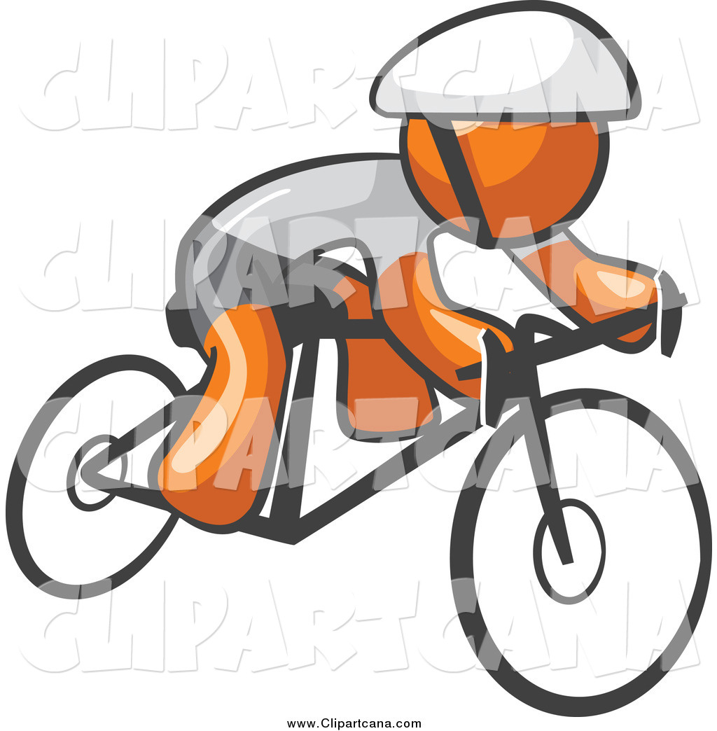 1024x1044 Clip Art Of An Orange Man Cyclist Riding A Bike By Leo Blanchette